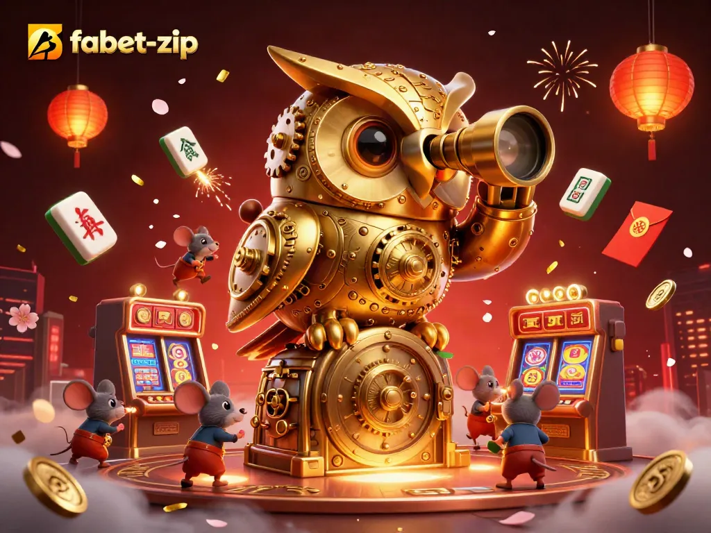 Experience thrilling slots and jackpots at fabet-zip in this vibrant casino scene illustration.